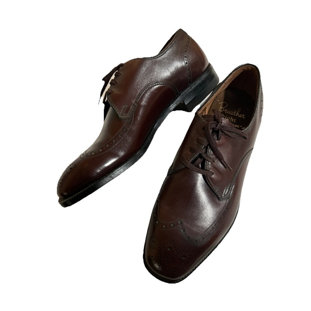 Vintage Breather Wright Shoes Mens 7 D Brown Leather Wingtip Oxford Dress Formal